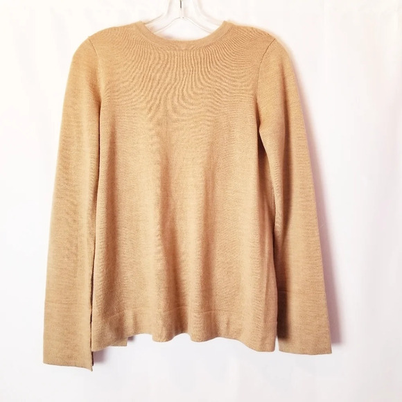 NWT BCBGMaxAzria XS Camel 100% Merino Wool Lightweight Open Back‎ Sweater - Picture 2 of 11